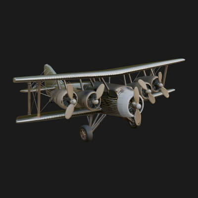 Vintage Biplane Model Design 22 3D Print Model