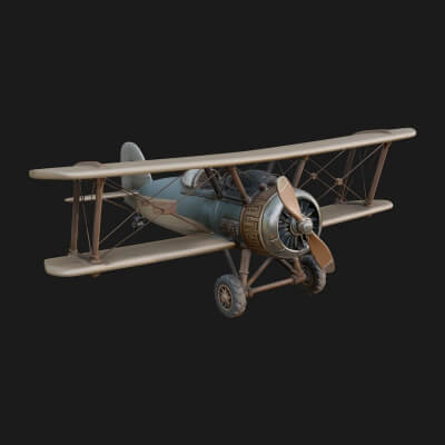 Vintage Biplane Model Design 3 3D Print Model