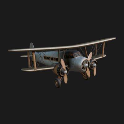 Vintage Biplane Model Design 4 3D Print Model