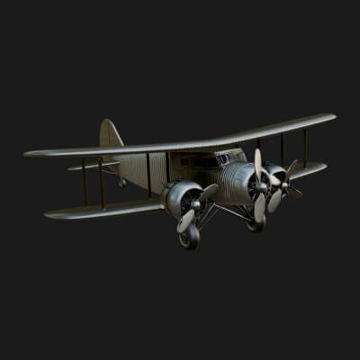 Vintage Biplane Model Design 41 3D Print Model