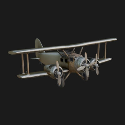 Vintage Biplane Model Design 5 3D Print Model
