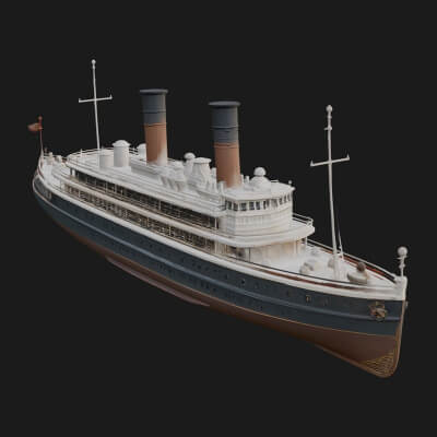 Vintage Cargo Steamer Model Design 5 3D Print Model