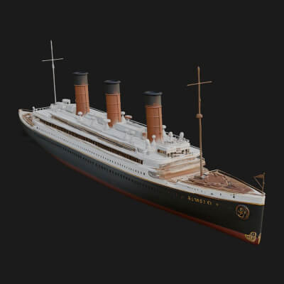 Vintage Cargo Steamer Model Design 7 3D Print Model