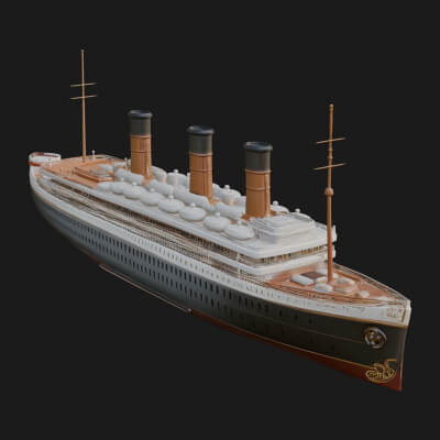 Vintage Cargo Steamer Model Design 8 3D Print Model