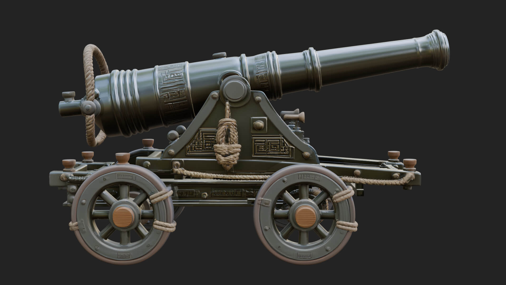 Vintage Field Cannon Model Design 1 3D Print Model 3D Model