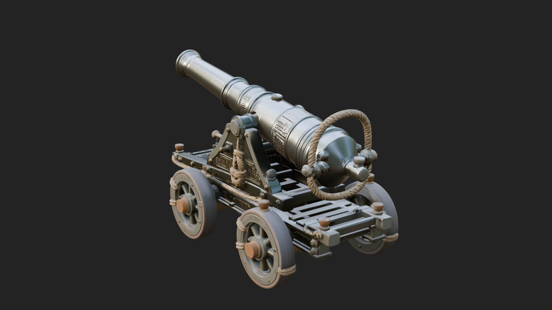 Vintage Field Cannon Model Design 1 3D Print Model 3D Model