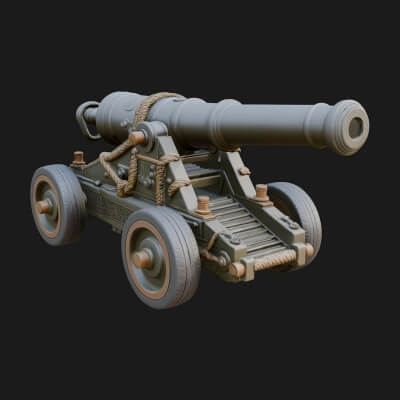 Vintage Field Cannon Model Design 2 3D Print Model