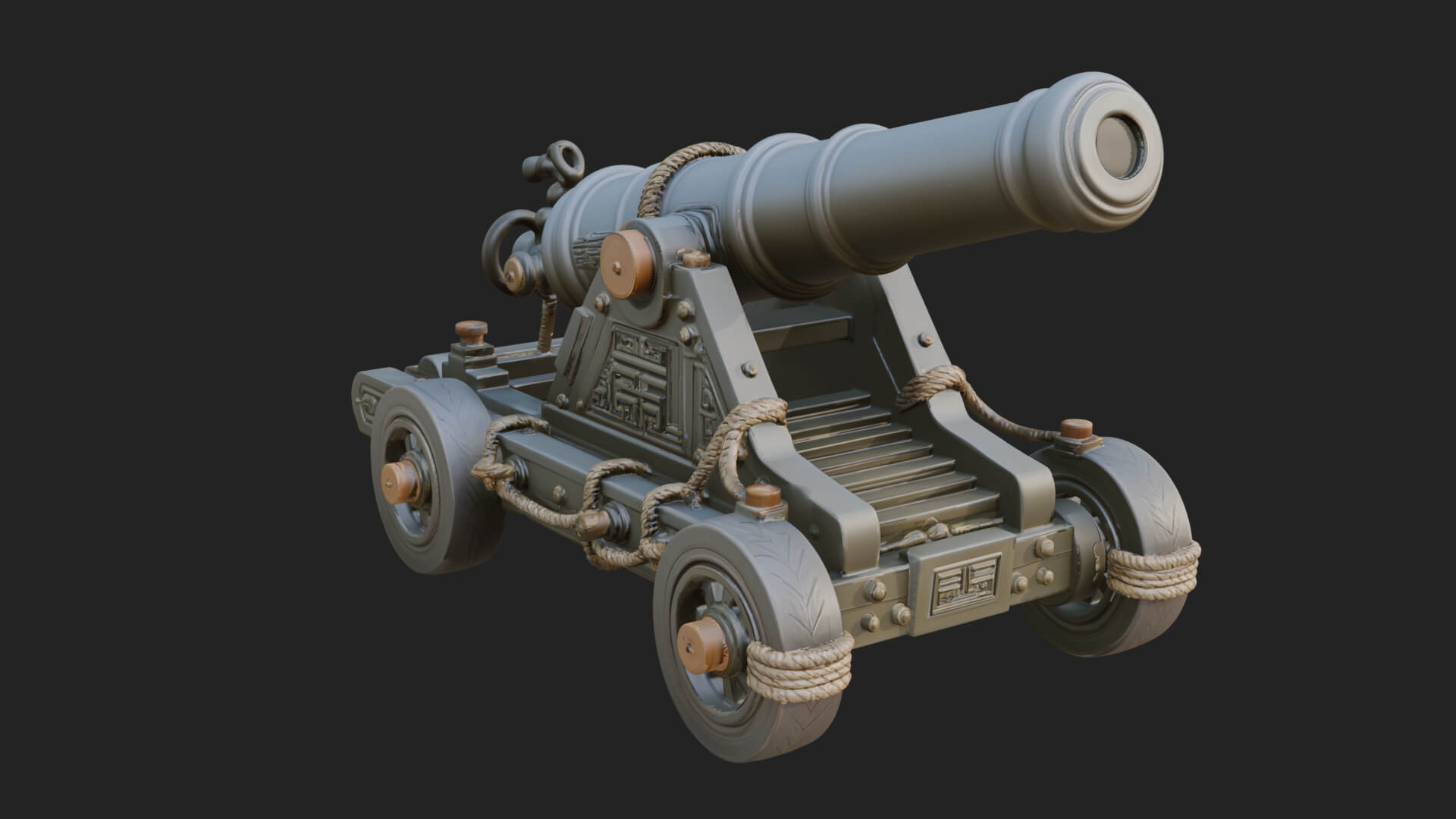 Vintage Field Cannon Model Design 4 3D Print Model 3D Model