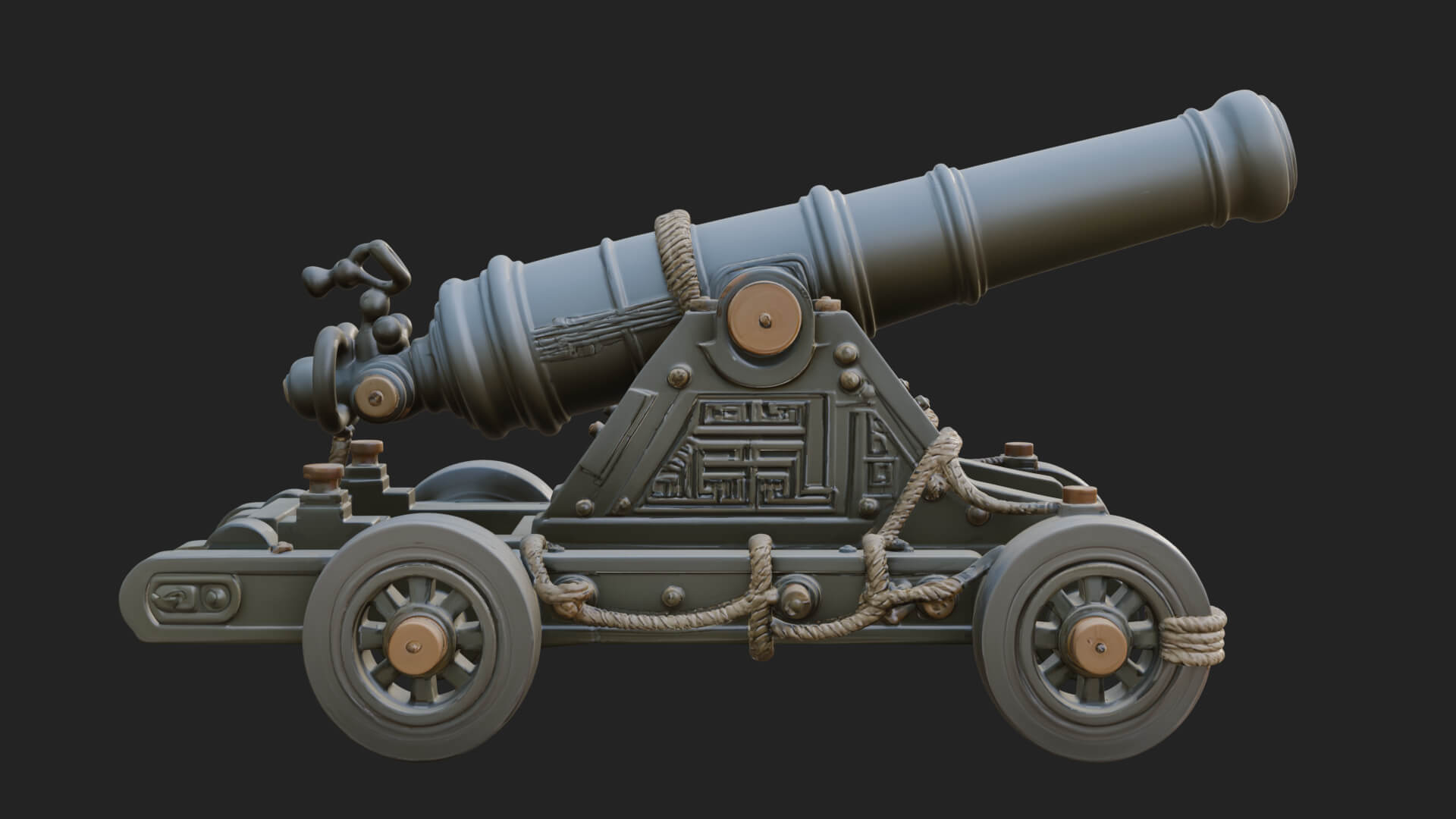 Vintage Field Cannon Model Design 4 3D Print Model 3D Model