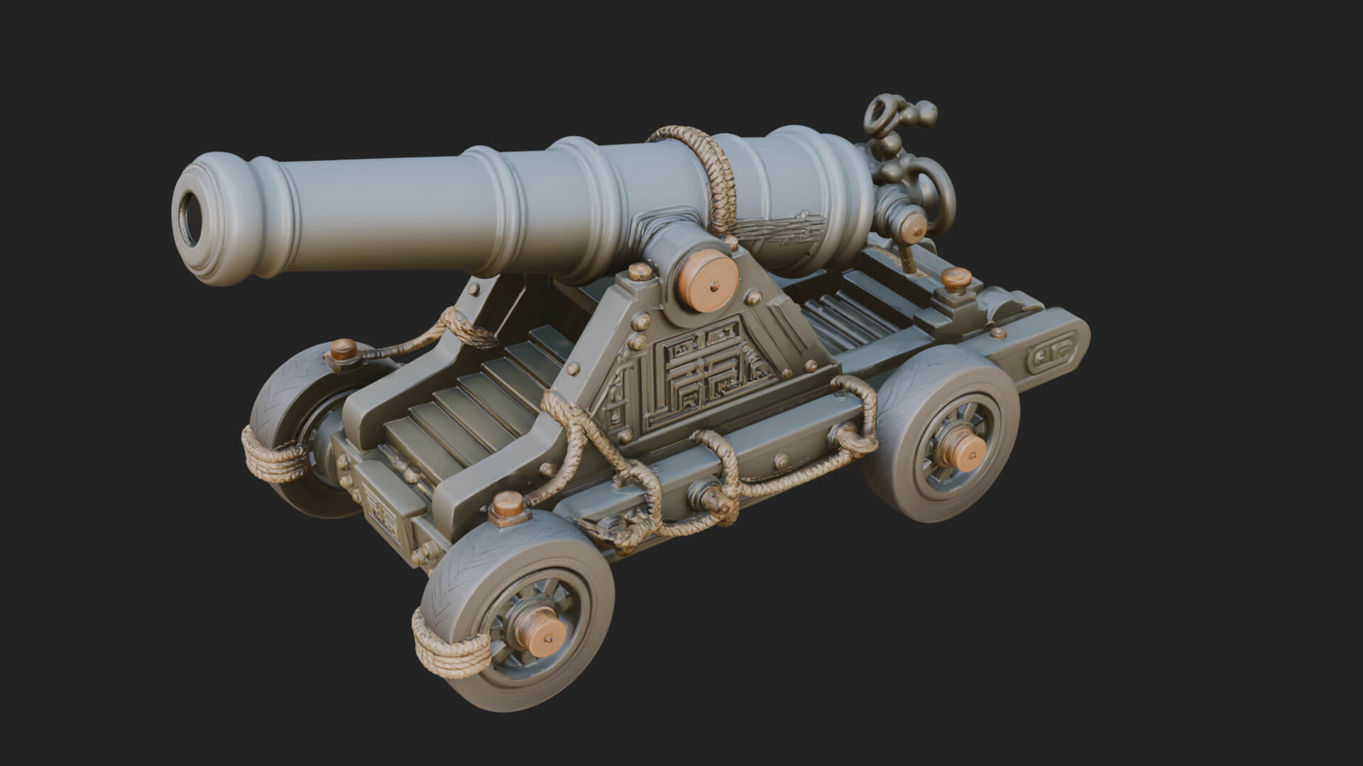 Vintage Field Cannon Model Design 4 3D Print Model 3D Model