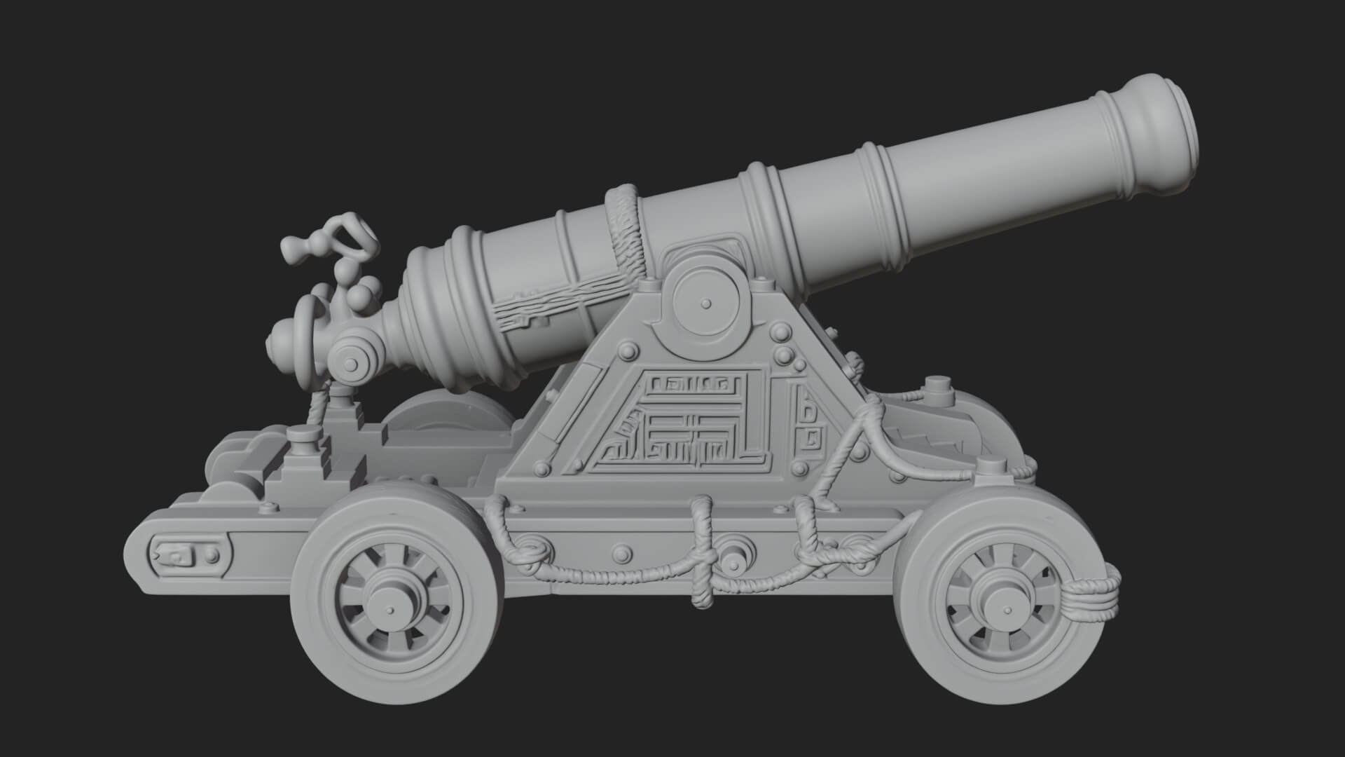 Vintage Field Cannon Model Design 4 3D Print Model 3D Model