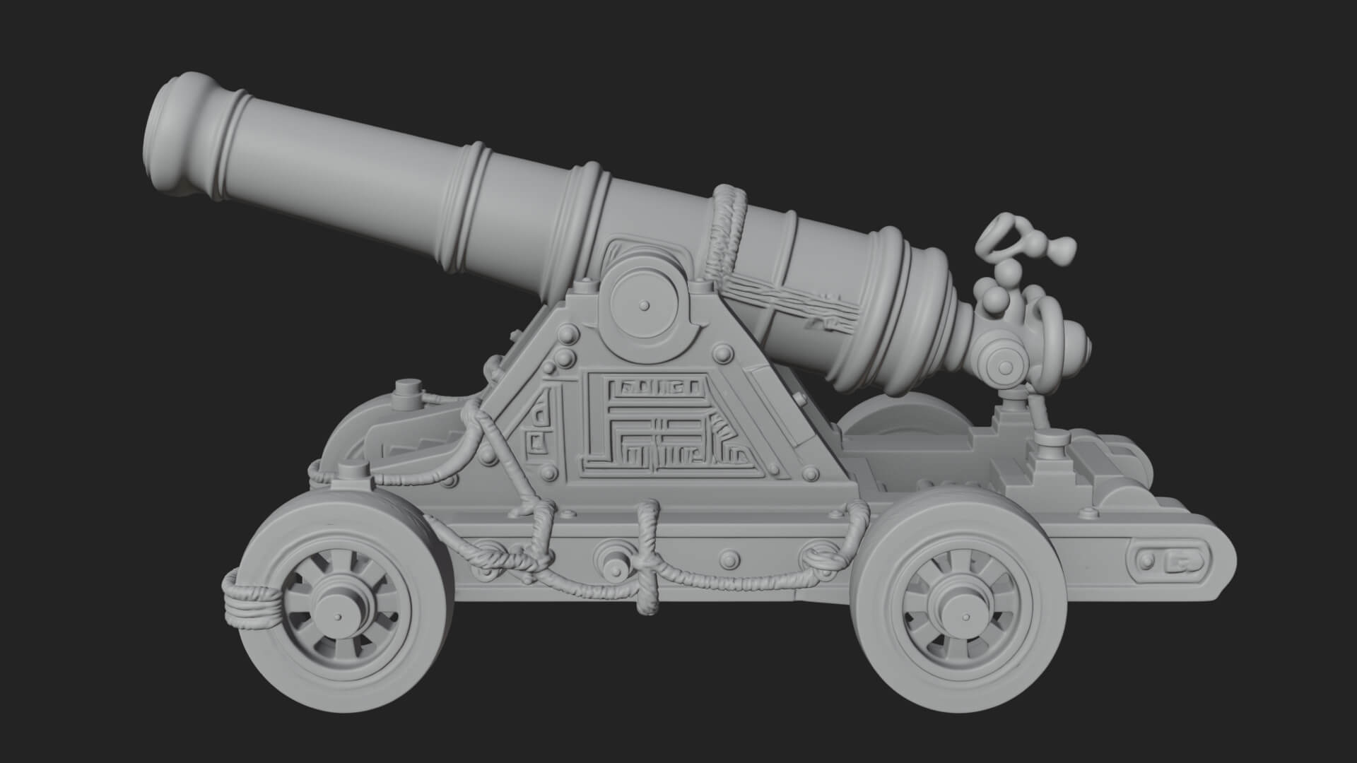 Vintage Field Cannon Model Design 4 3D Print Model 3D Model