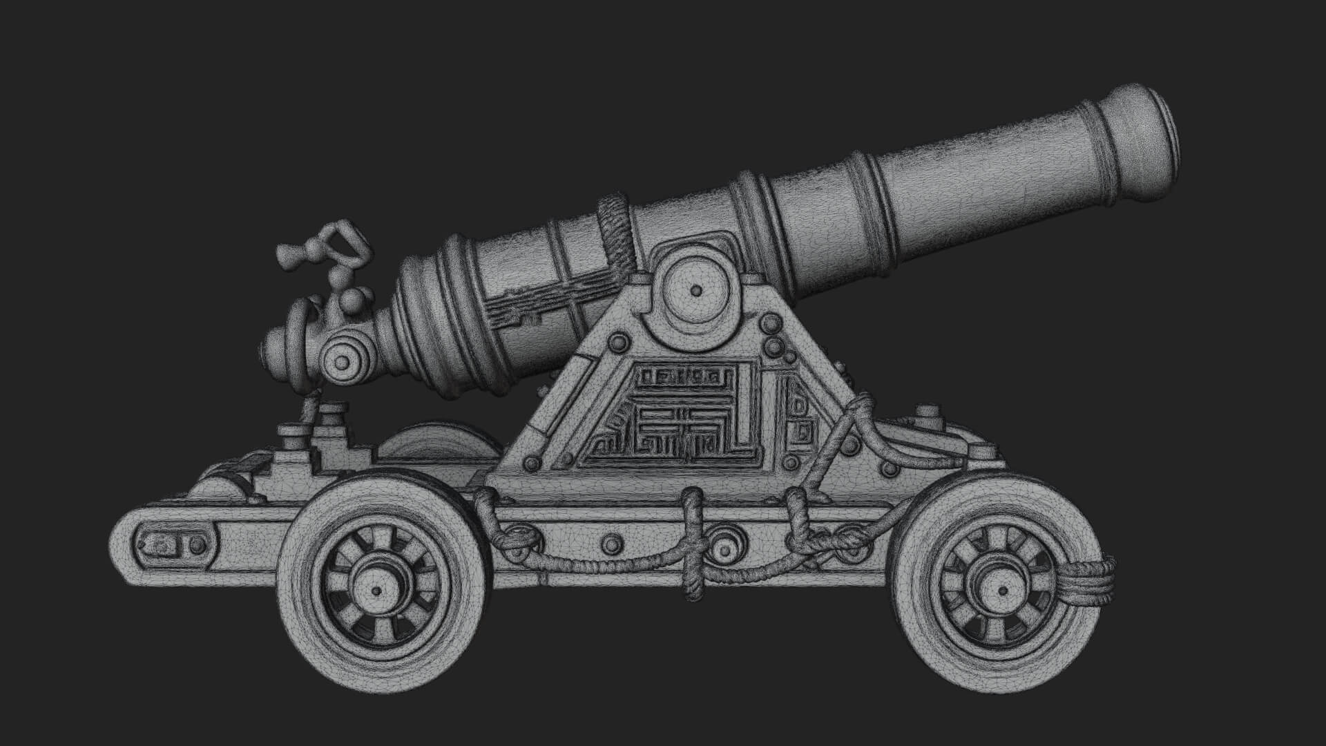 Vintage Field Cannon Model Design 4 3D Print Model 3D Model