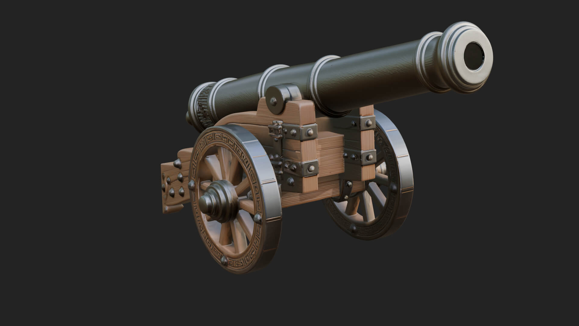 Vintage Field Cannon Model Design 5 3D Print Model 3D Model