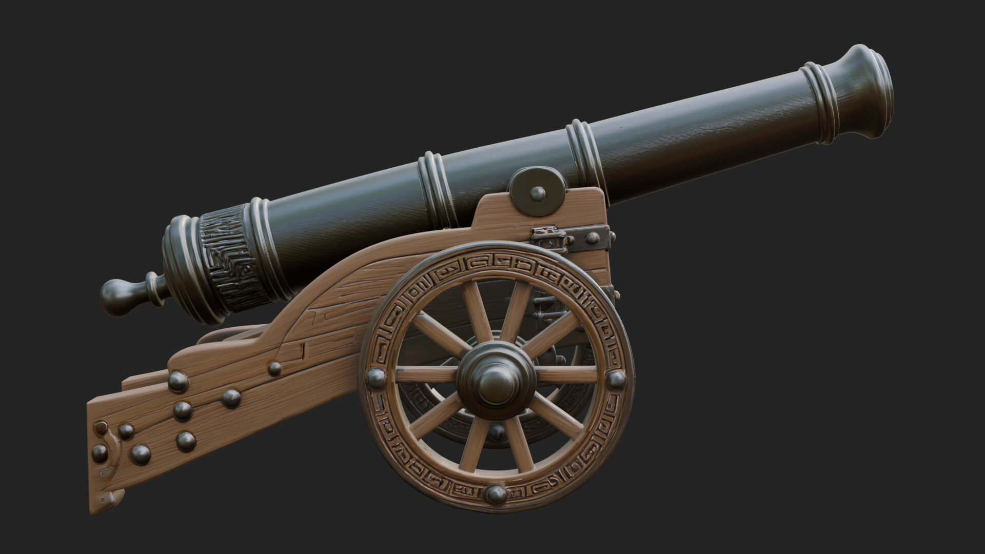 Vintage Field Cannon Model Design 5 3D Print Model 3D Model