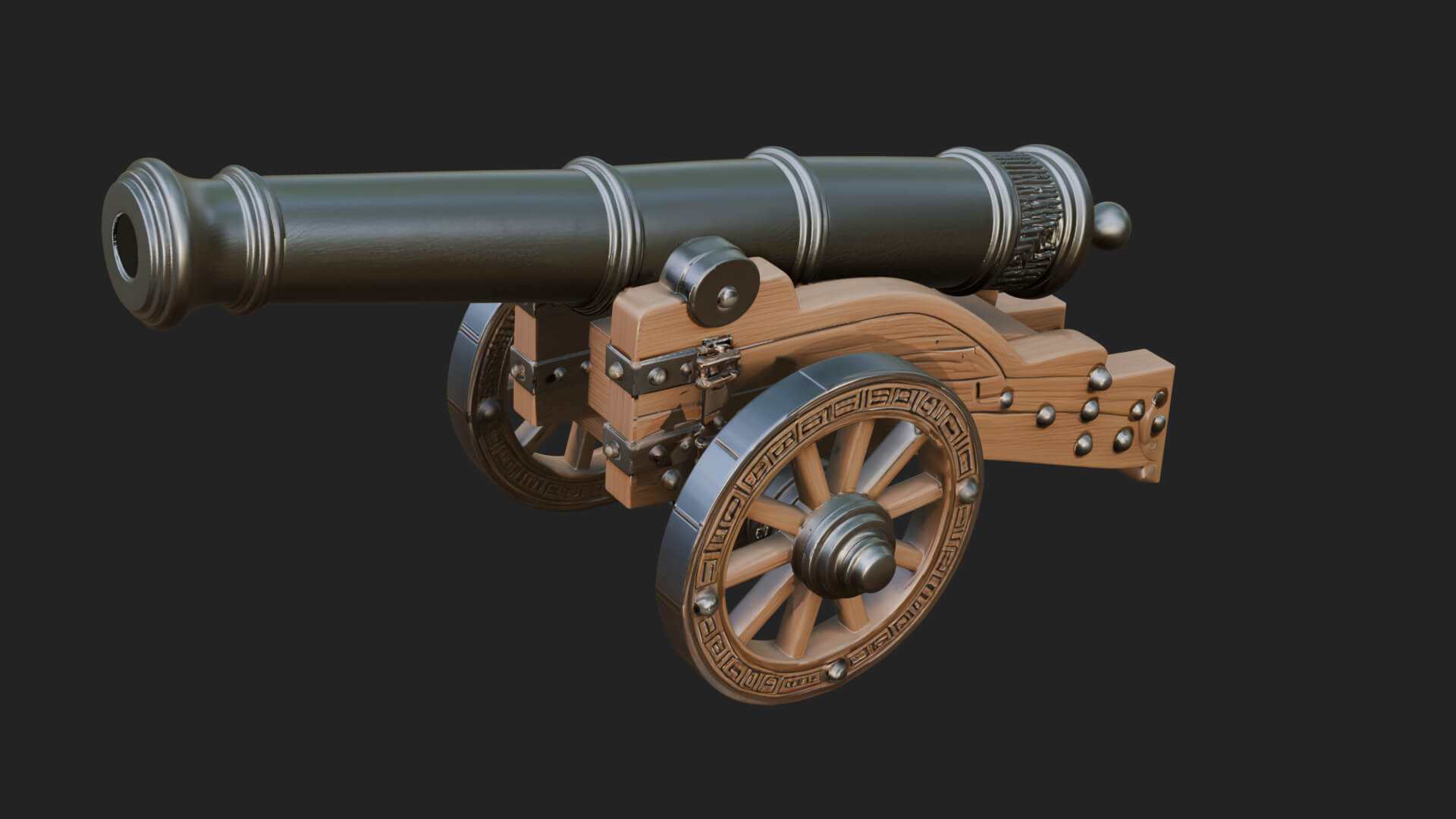 Vintage Field Cannon Model Design 5 3D Print Model 3D Model