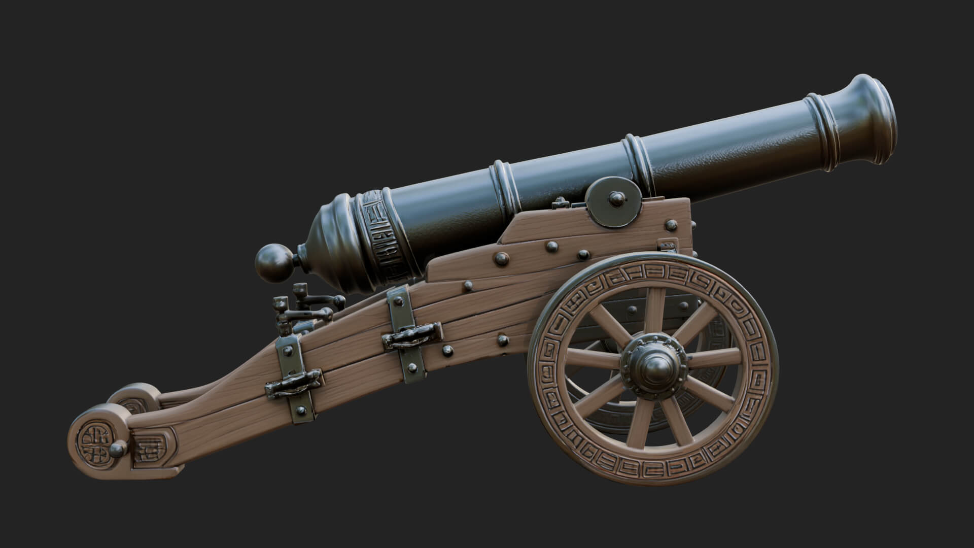 Vintage Field Cannon Model Design 6 3D Print Model 3D Model