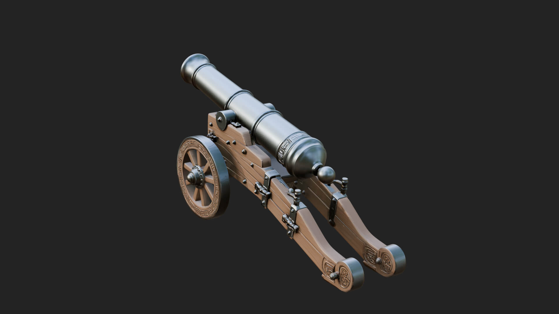 Vintage Field Cannon Model Design 6 3D Print Model 3D Model