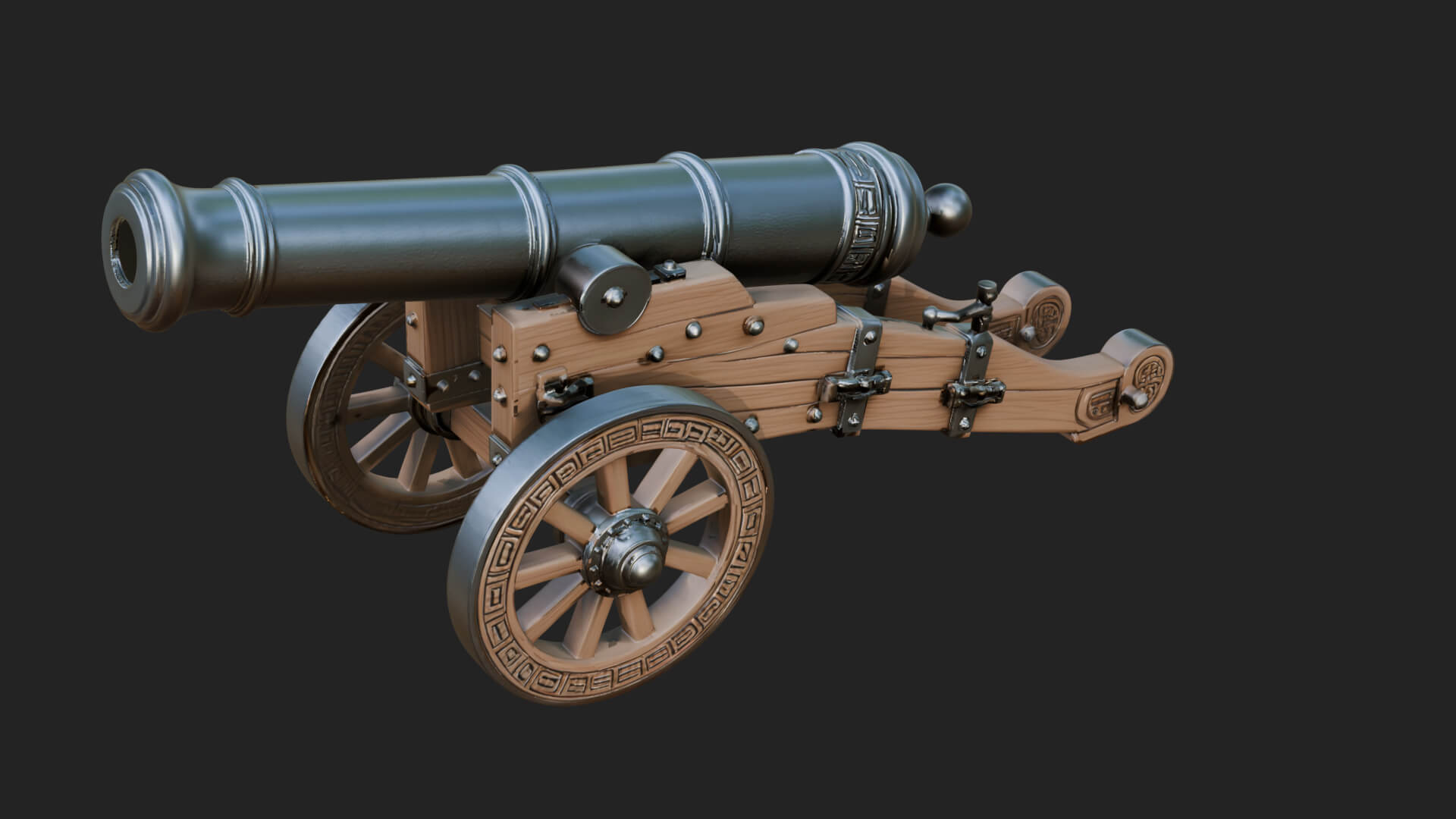 Vintage Field Cannon Model Design 6 3D Print Model 3D Model