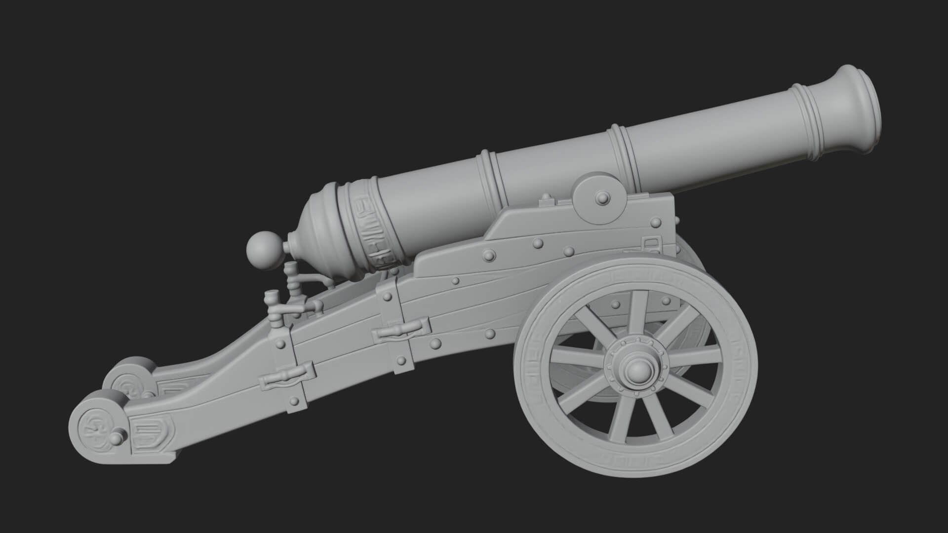 Vintage Field Cannon Model Design 6 3D Print Model 3D Model