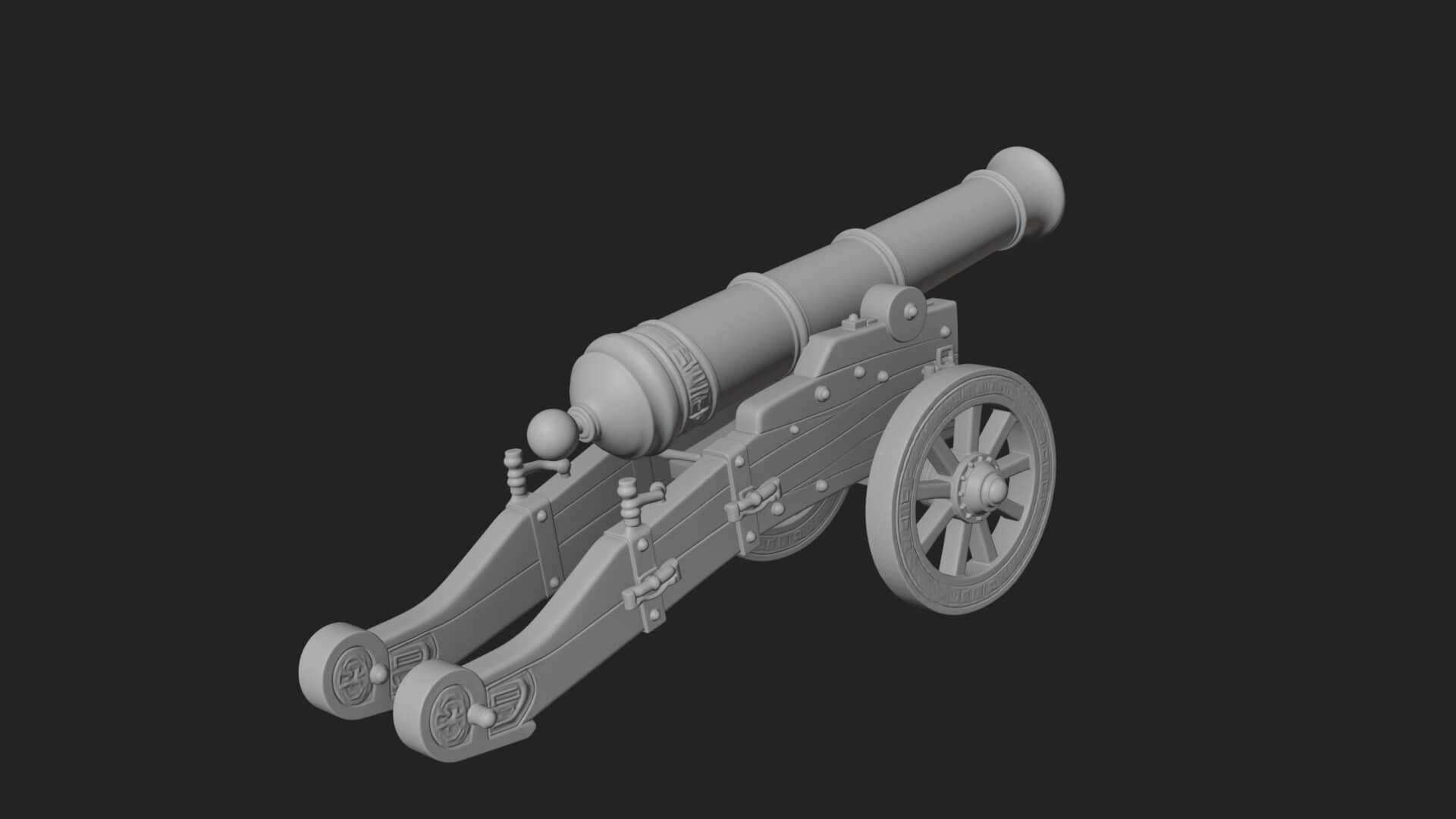 Vintage Field Cannon Model Design 6 3D Print Model 3D Model
