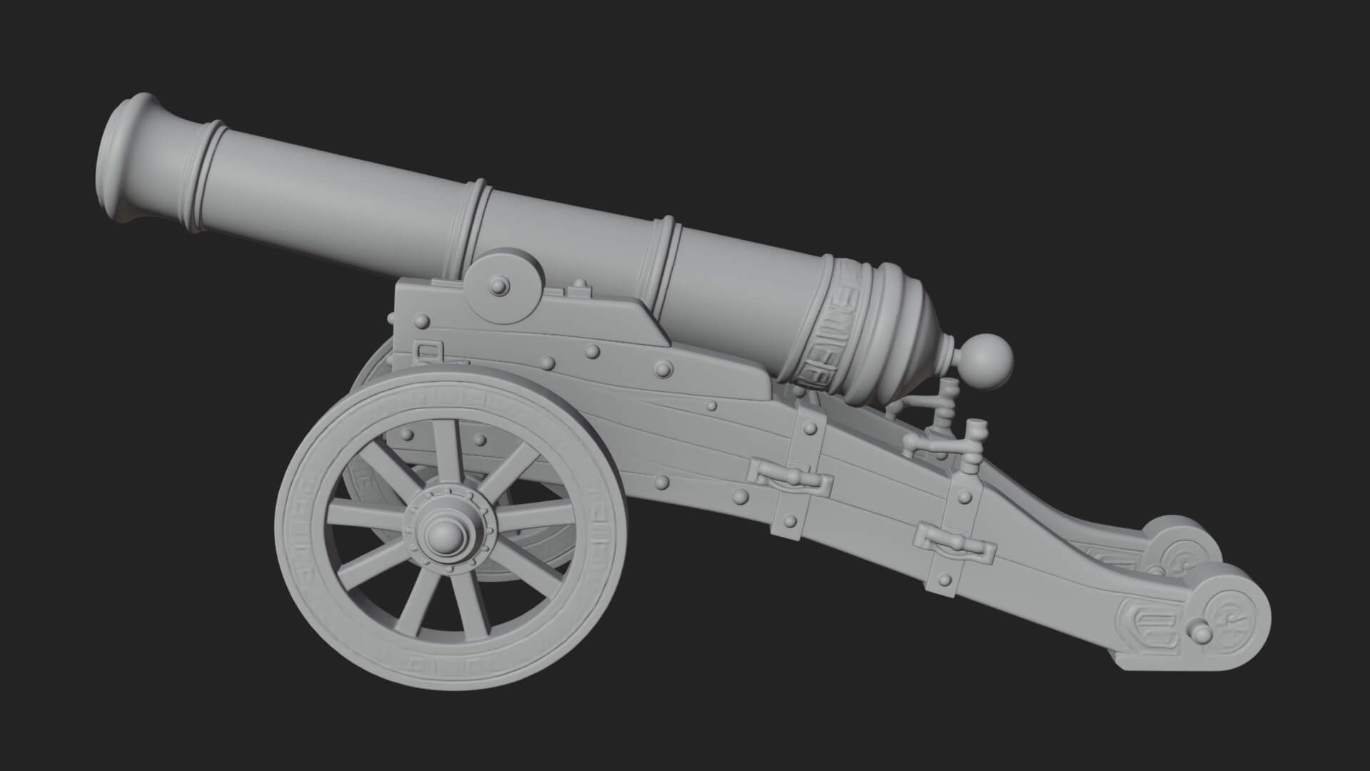Vintage Field Cannon Model Design 6 3D Print Model 3D Model