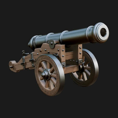 Vintage Field Cannon Model Design 6 3D Print Model