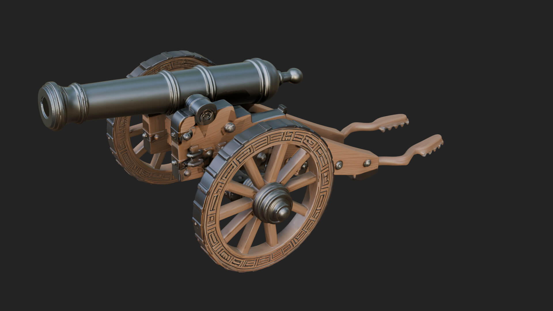 Vintage Field Cannon Model Design 7 3D Print Model 3D Model