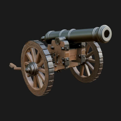 Vintage Field Cannon Model Design 7 3D Print Model
