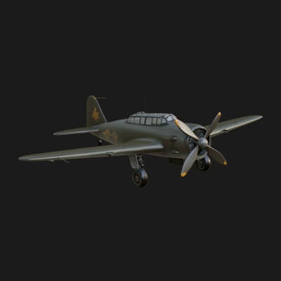 Vintage Fighter Plane Model Design 17 3D Print Model
