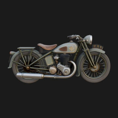 Vintage Motorcycle Model Design 11 3D Print Model