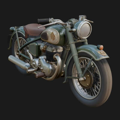 Vintage Motorcycle Model Design 16 3D Print Model
