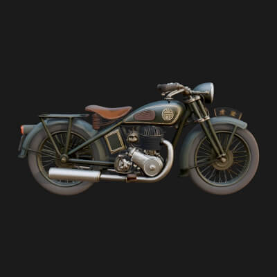 Vintage Motorcycle Model Design 2 3D Print Model
