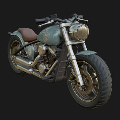 Vintage Motorcycle Model Design 6 3D Print Model