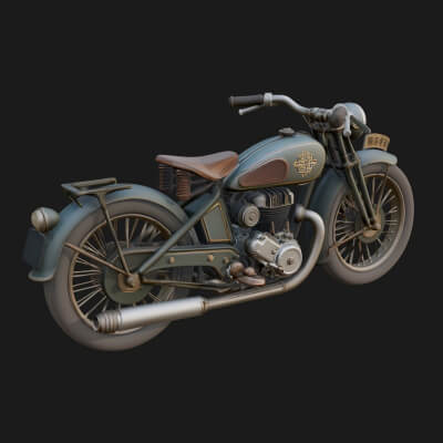 Vintage Motorcycle Model Design 7 3D Print Model