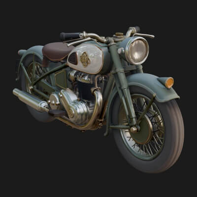 Vintage Motorcycle Model Design 8 3D Print Model
