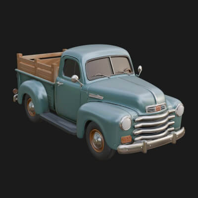 Vintage Pickup Truck Model Design 2 3D Print Model