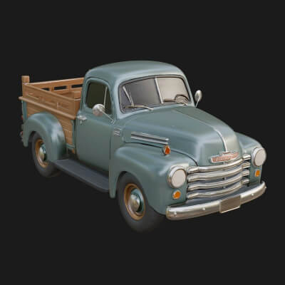 Vintage Pickup Truck Model Design 4 3D Print Model