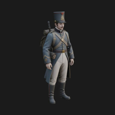 Vintage Soldier Statue Design 1 3D Print Model