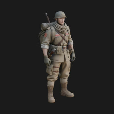Vintage Soldier Statue Design 10 3D Print Model