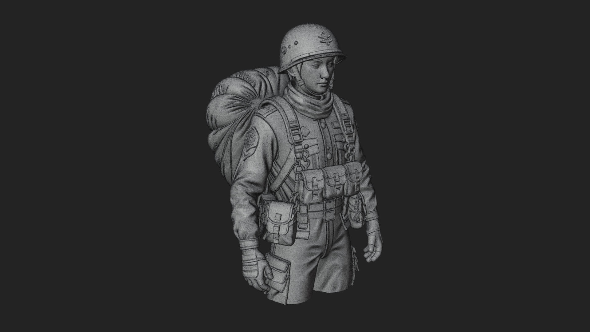 Vintage Soldier Statue Design 13 3D Print Model 3D Model