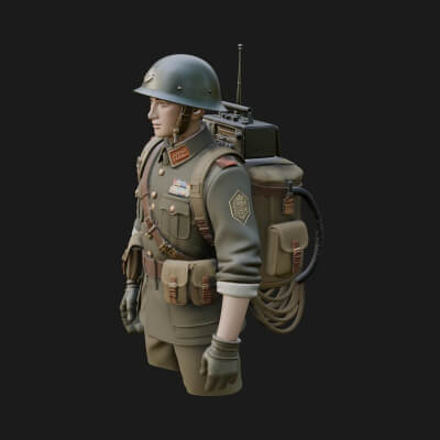 Vintage Soldier Statue Design 14 3D Print Model