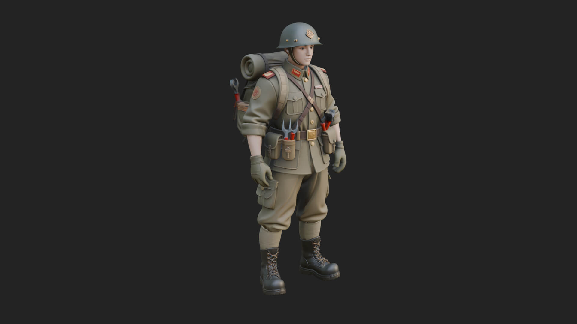 Vintage Soldier Statue Design 15 3D Print Model 3D Model