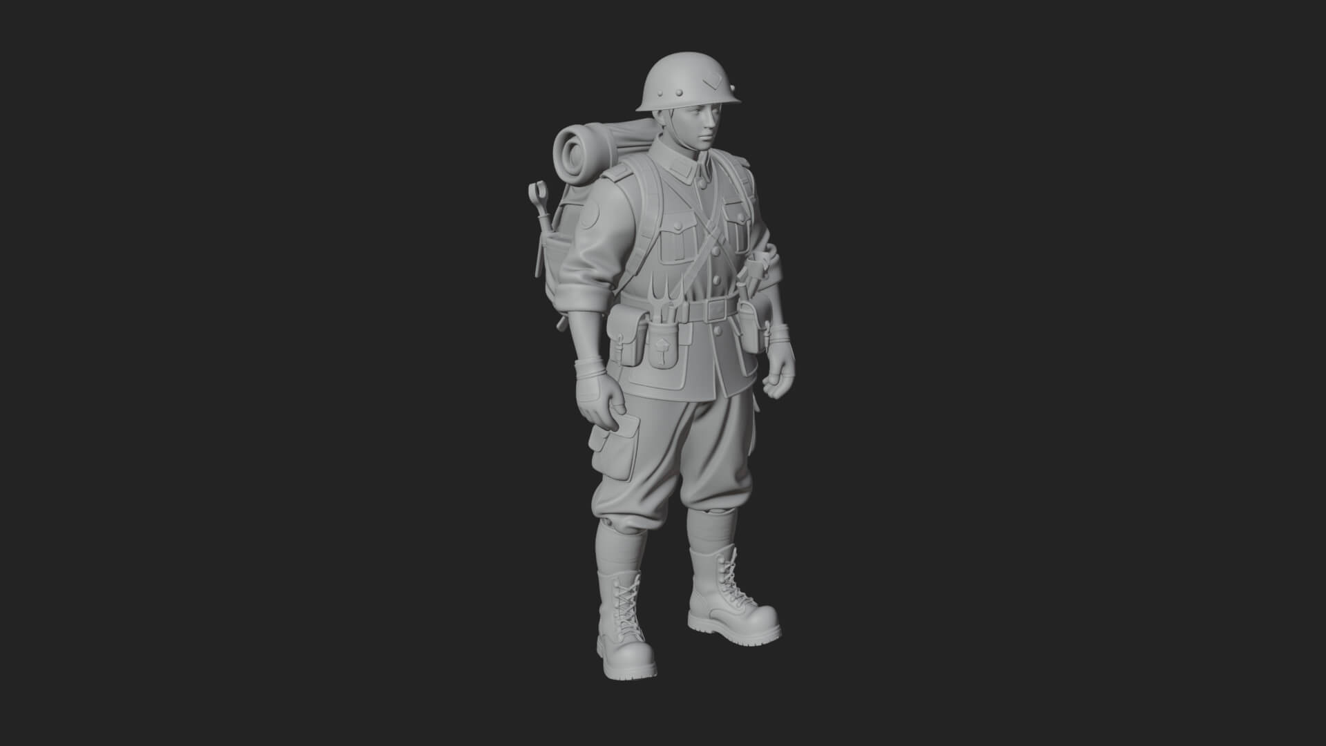 Vintage Soldier Statue Design 15 3D Print Model 3D Model