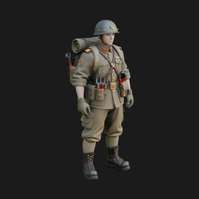 Vintage Soldier Statue Design 15 3D Print Model