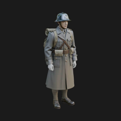 Vintage Soldier Statue Design 16 3D Print Model