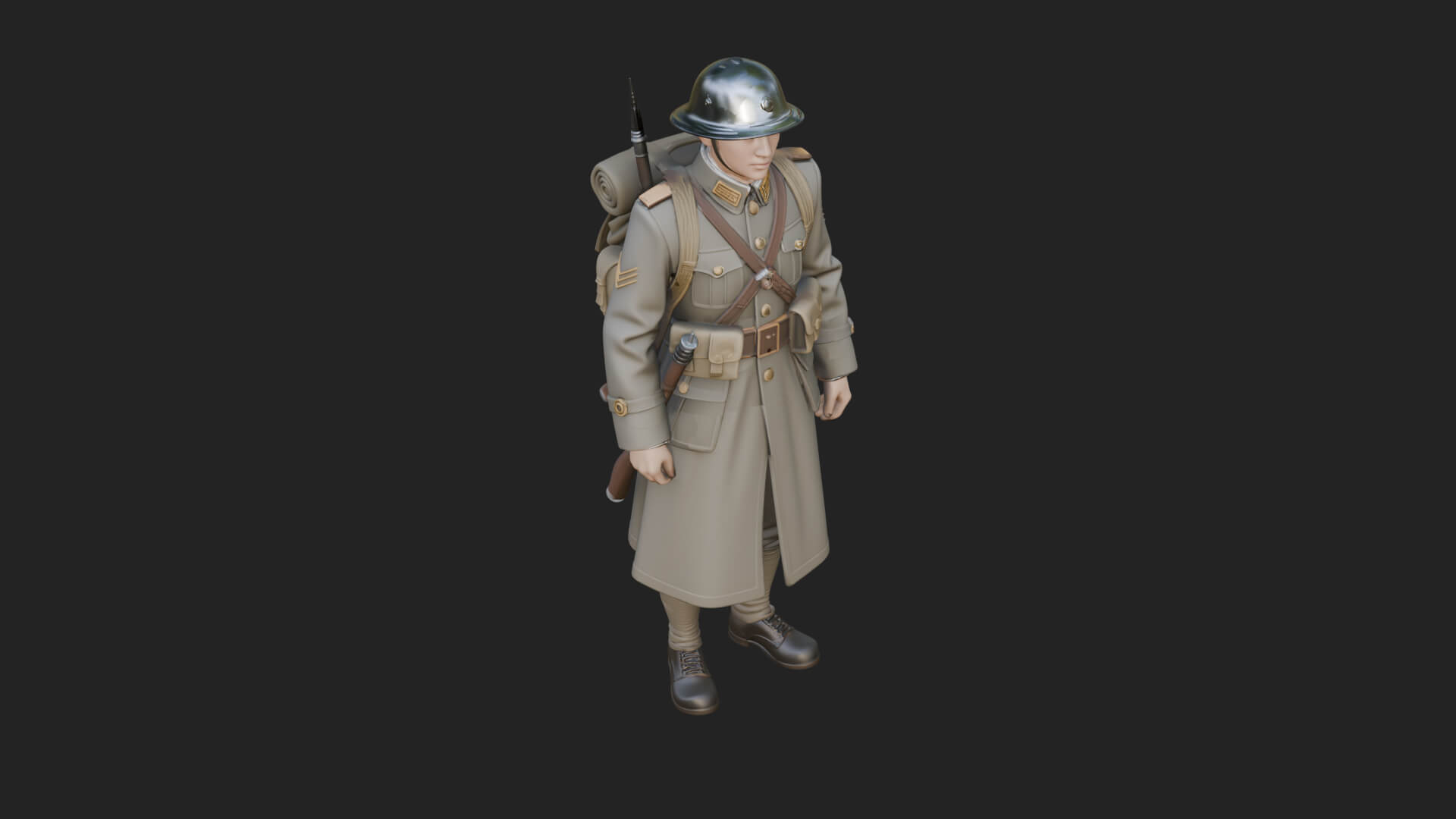 Vintage Soldier Statue Design 17 3D Print Model 3D Model