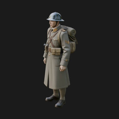 Vintage Soldier Statue Design 17 3D Print Model