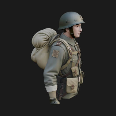 Vintage Soldier Statue Design 18 3D Print Model