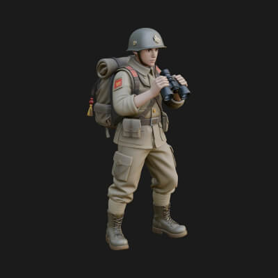 Vintage Soldier Statue Design 19 3D Print Model